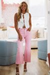 Party in Pink Wide Leg Jeans - Pink